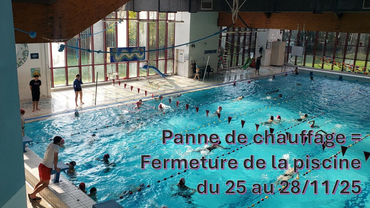 Fermeture de la piscine du 25 au 28/11/25
