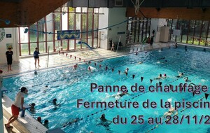 Fermeture de la piscine du 25 au 28/11/25