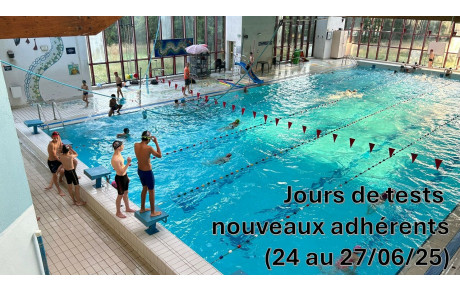 Journées tests pour les nouveaux adhérents (24 au 27 juin)